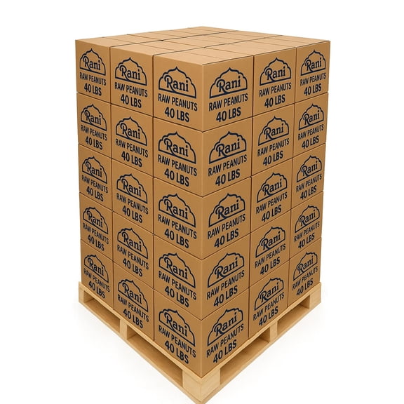 Rani Peanuts, Raw Whole With Skin (uncooked, unsalted) 40lbs (600oz) Bulk Box, 50 cases per Pallet ~ All Natural | Vegan | Gluten Friendly | Fresh Product of USA ~ Spanish Grade Groundnut/Red-skin