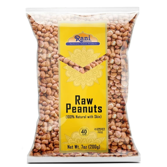 Rani Peanuts, Raw Whole With Skin (uncooked, unsalted) 7oz (200g) ~ All Natural | Vegan | Gluten Friendly | Kosher | Fresh Product of USA ~ Spanish Grade Groundnut / Red-skin