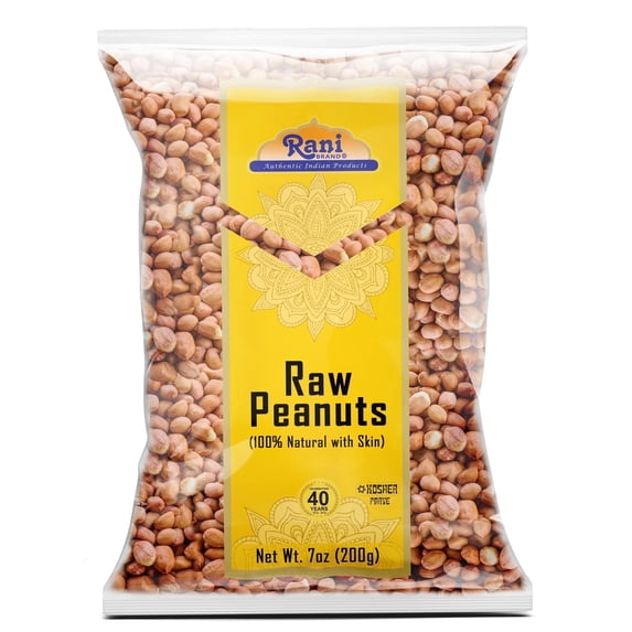 Rani Peanuts, Raw Whole With Skin (uncooked, unsalted) 7oz (200g) ~ All Natural | Vegan | Gluten Friendly | Kosher ~ Spanish Grade Groundnut / Red-skin