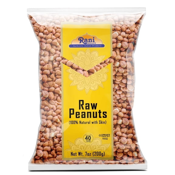Rani Peanuts, Raw Whole With Skin (uncooked, unsalted) 7oz (200g) ~ All Natural | Vegan | Gluten Friendly | Kosher ~ Spanish Grade Groundnut / Red-skin