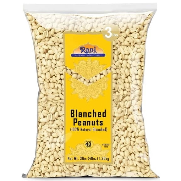 Rani Peanuts Skinless (Blanched, Uncooked) 48oz (3lbs) 1.36kg Bulk ~ All Natural | Vegan | Kosher | Gluten Friendly ~ Spanish Grade Groundnuts