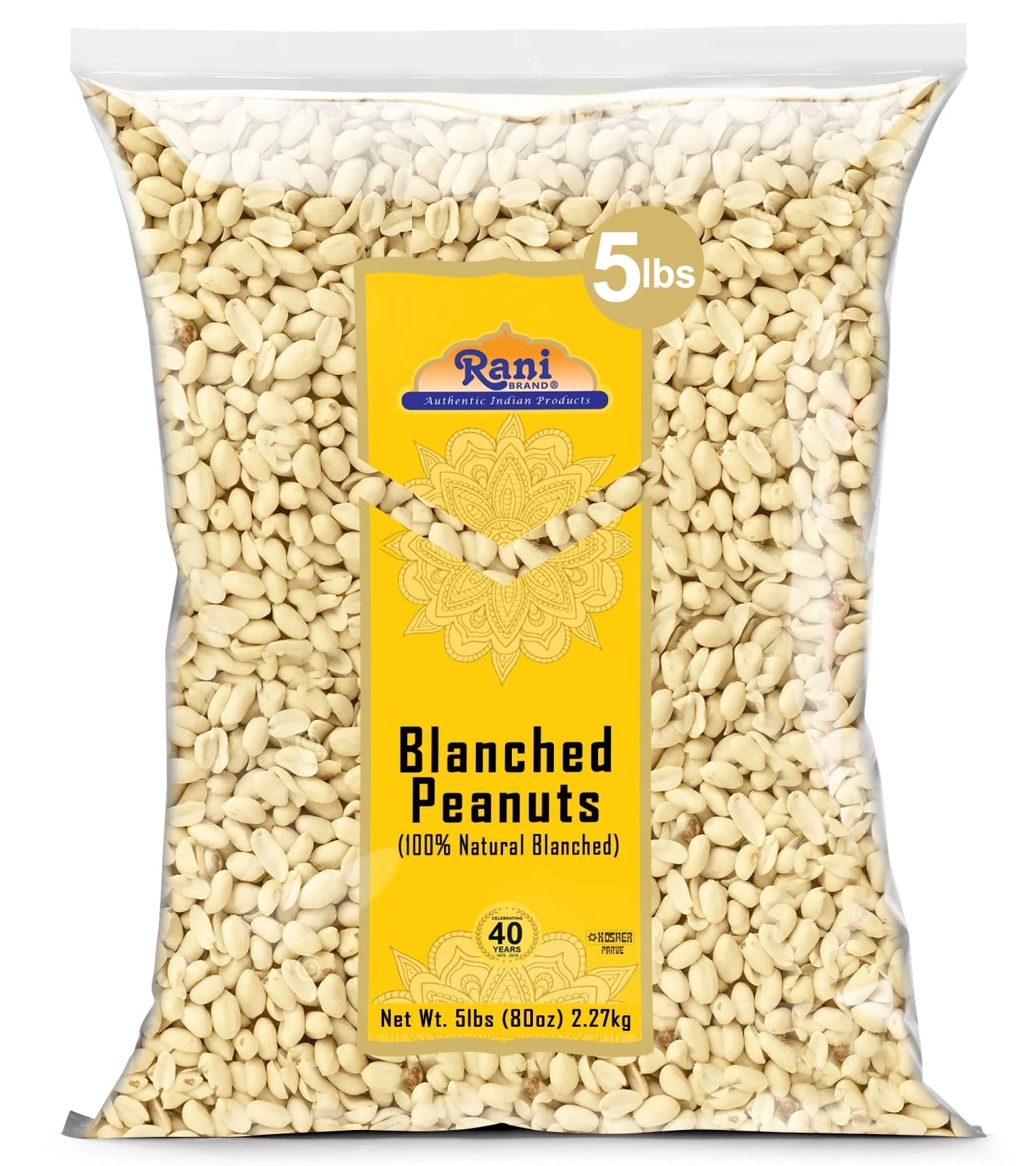 Rani Peanuts Skinless (Blanched, Uncooked) 80oz (5lbs) 2.27kg Bulk ~ All Natural | Vegan | Gluten Friendly | Kosher  ~ Spanish Grade Groundnuts