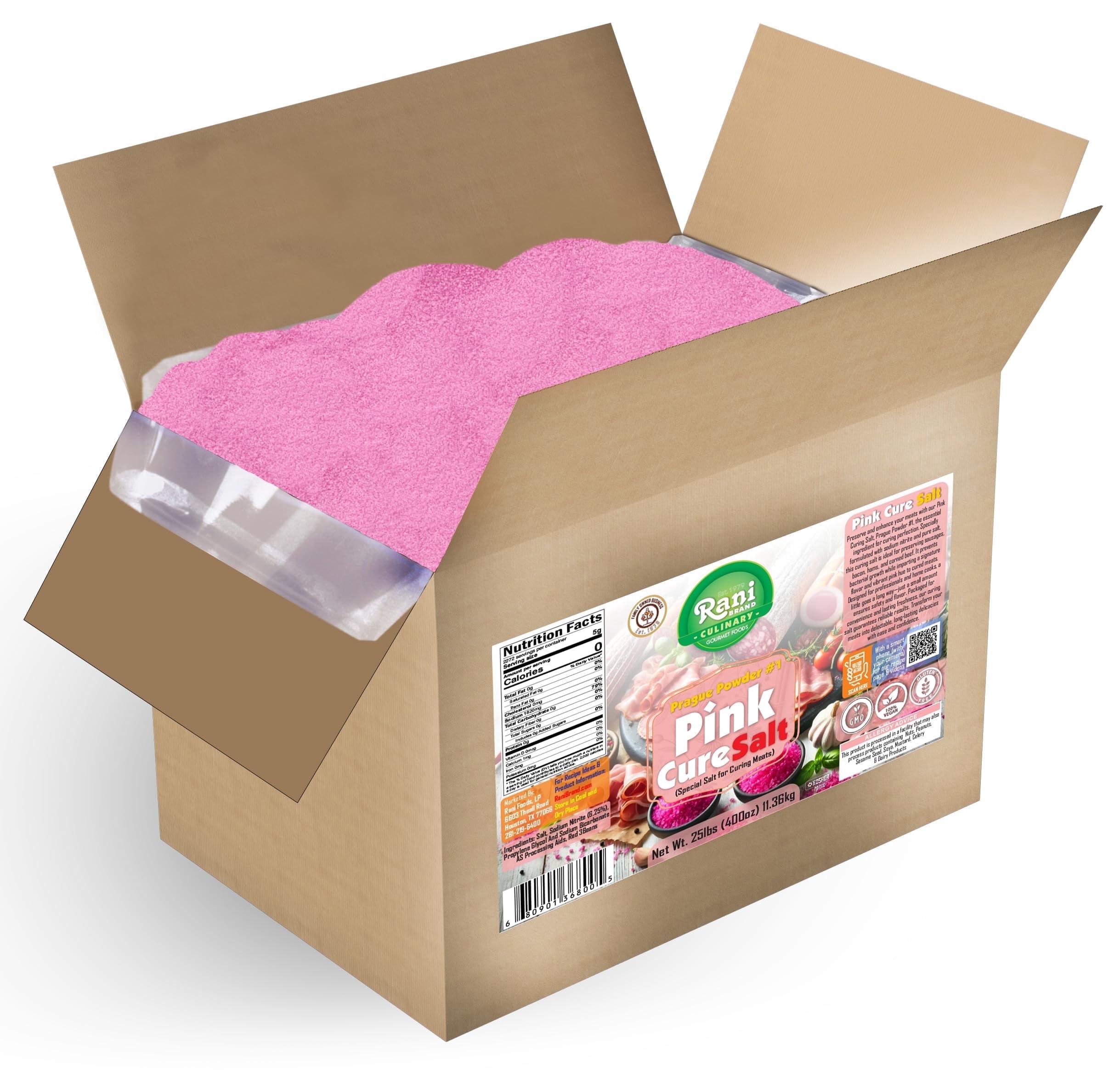 Salt Curing Box Rani Pink Cure Salt (Special Salt for Curing Meats) 400oz (25lbs) 11 ...