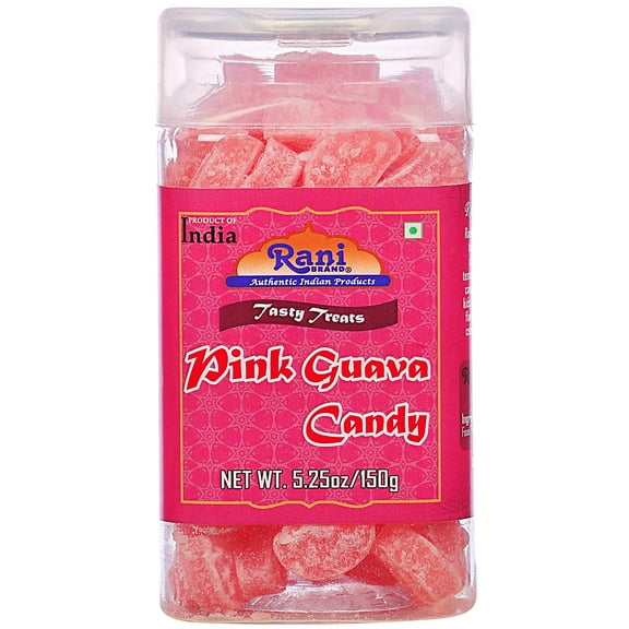 Rani Pink Guava Candy 5.25oz (150g) Vacuum Sealed, Easy Open Top, Resealable Container ~ Indian Tasty Treats | Vegan | Gluten Friendly | NON-GMO | Indian Origin