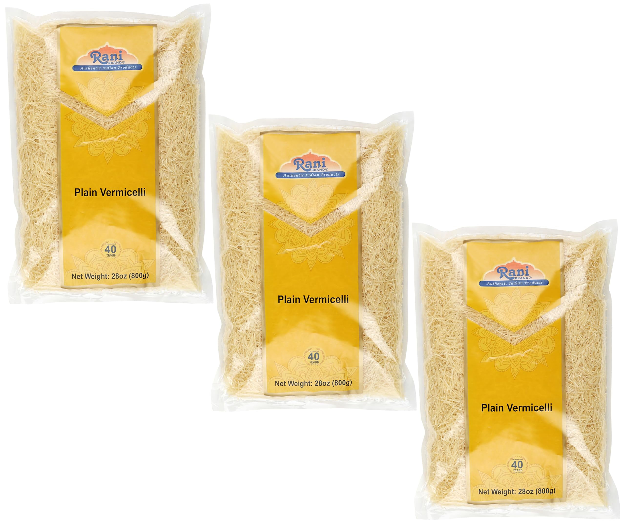 Rani Plain Vermicelli (Wheat Noodles) 28oz (1.75lbs) 800g, Pack of 3 ...