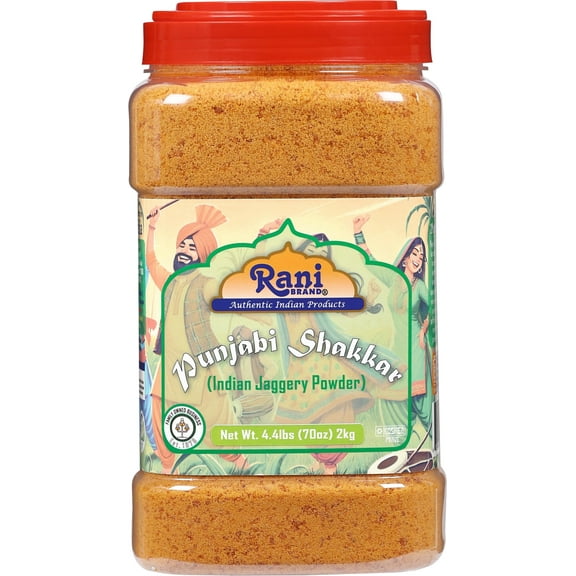 Rani Punjabi Shakkar (Gur Jaggery Powder) Indian Unrefined Raw Cane Sugar 70oz (4.4lbs) 2kg PET Jar ~ Gluten Friendly | Vegan | NON-GMO | Kosher | No Salt or fillers | Indian Product