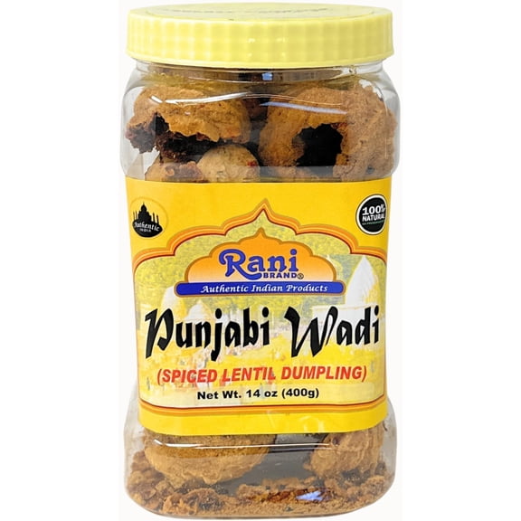 Rani Punjabi Wadi (Vadi) Lentil Spiced Flour Balls 14oz (400g) PET Jar ~ High Protein, All Natural | Vegan | No Colors | Indian Origin