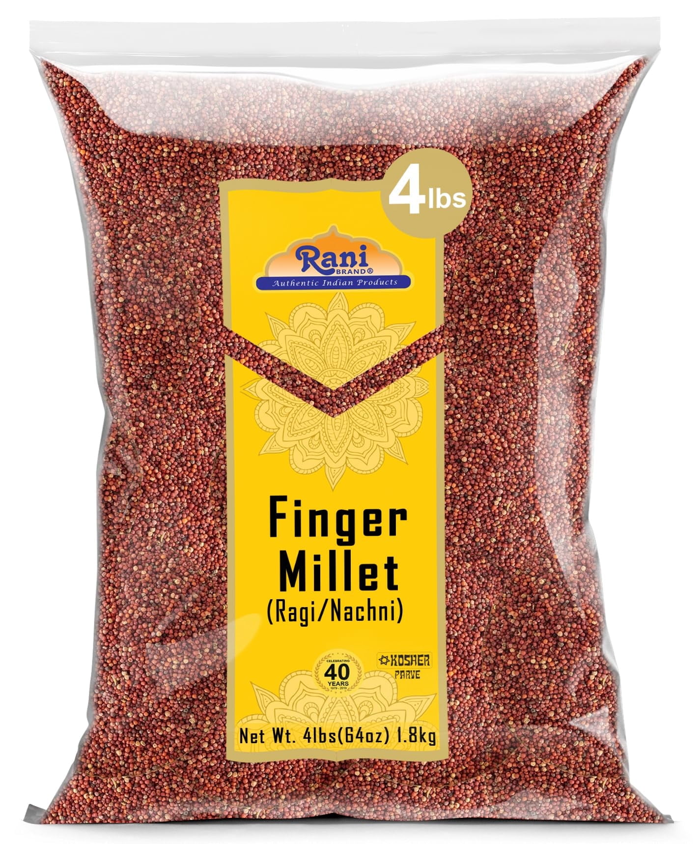 Rani Ragi Finger Millet (Eleusine Coracana) Whole Ancient Grain Seeds 4lbs (64oz) 1.81kg Bulk ~ All Natural | Gluten Friendly | NON-GMO | Kosher | Vegan | Indian Origin |