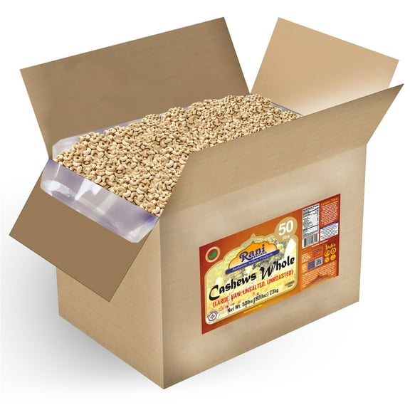 Rani Raw Cashews Whole (uncooked, unsalted) 800oz (50lbs) 23kg Vacuum Packed, Bulk Box ~ All Natural, No Preservatives | Vegan | NON-GMO | Kosher | Gluten Friendly