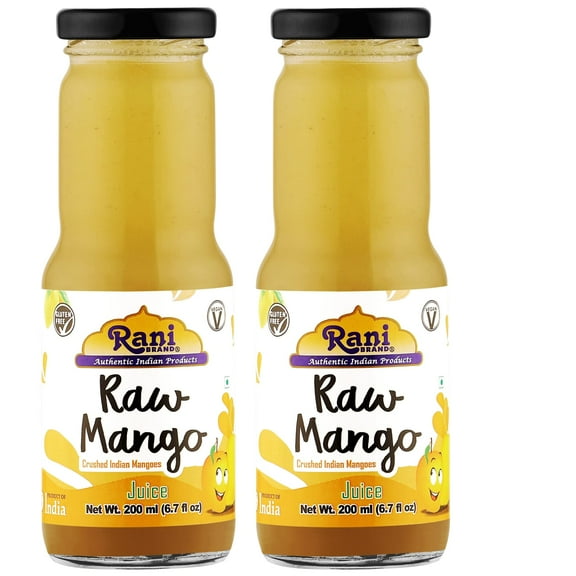 Rani Raw Mango 6.7 fl oz (200 ml) Glass Bottle, Pack of 2 ~ Indian Fruit Beverage | Vegan | Gluten Free | NON-GMO | Indian Origin