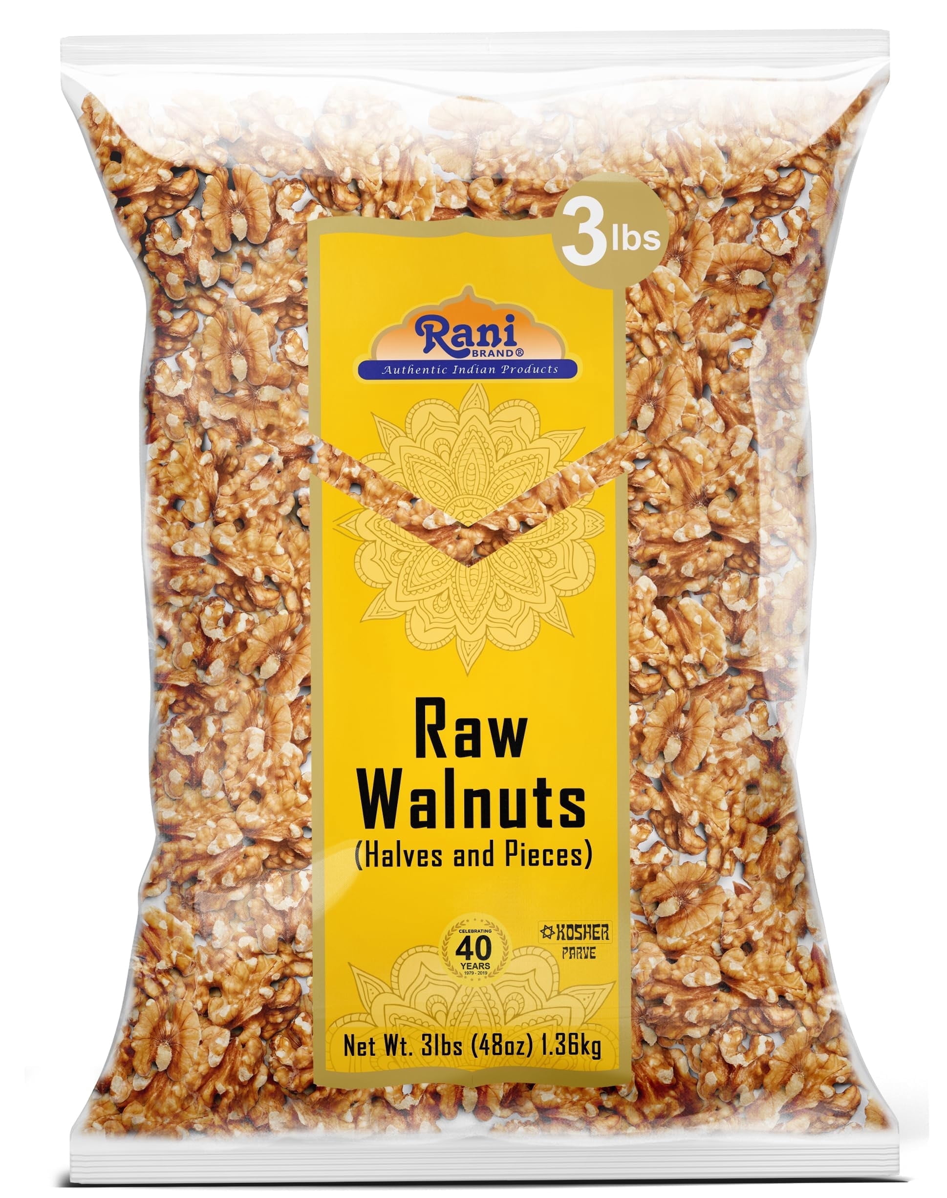 Rani Raw Walnuts, Halves and Pieces 48oz (3lbs) 1.36kg ~ All Natural | Vegan | Kosher | Gluten Friendly | Fresh