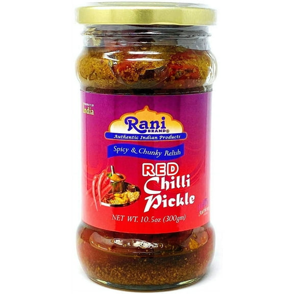 Rani Red Chilli Pickle Hot (Achar, Spicy Indian Relish) 10.5oz (300g) Glass Jar ~ Vegan | Gluten Free | NON-GMO | No Colors | Popular Indian Condiment, Indian Origin