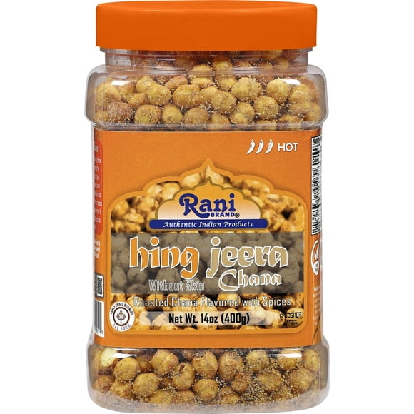 Rani Roasted Chana (Chickpeas) Hing-Jeera (Cumin-Asafetida) Flavor 14oz (400g) PET Jar ~ All Natural | Vegan | No Preservatives | Gluten Friendly | Kosher | Indian Origin | Seasoned with 9 Spices