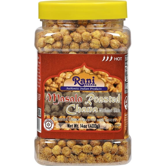 Rani Roasted Chana (Chickpeas) Masala Flavor 14oz (400g) PET Jar ~ All Natural | Vegan | No Preservatives | Gluten Friendly | Kosher | Indian Origin | Ready to Eat | Seasoned with 7 Spices