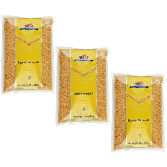 Rani Roasted Vermicelli (Roasted Wheat Noodles) 28oz (1.75lbs) 800g, Pack of 3 ~ All Natural | Vegan | NON-GMO | Indian Origin