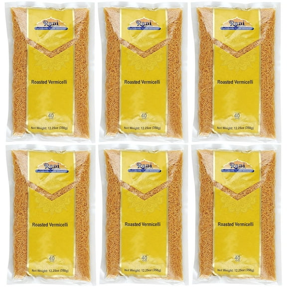 Rani Roasted Vermicelli (Wheat Noodles) 12.25oz (350g), Pack of 6 ~ All Natural | Vegan | NON-GMO | Indian Origin