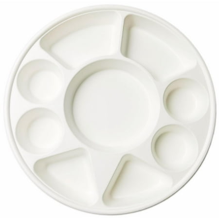 Rani Round Biodegradable Divided Plates, Pack of 100, 9 Compartments ~ Disposable & Eco-Friendly | 12.44" Diameter, 1.38" Thickness | Heavy-Duty and Sturdy Disposable Bagasse Plates