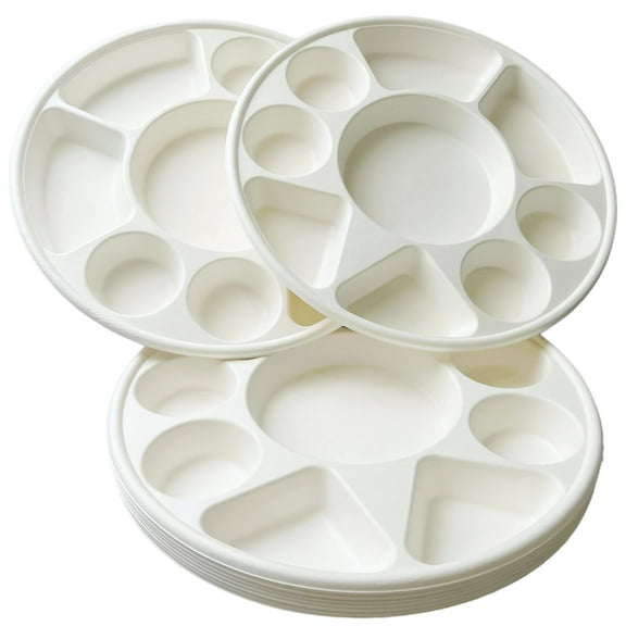 Rani Round Biodegradable Divided Plates, Pack of 25, 9 Compartments ~ Disposable & Eco-Friendly | 12.44" Diameter, 1.38" | Heavy-Duty and Sturdy Disposable Bagasse Plates