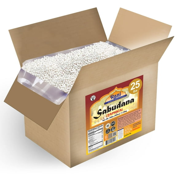 Rani Sabudana (Tapioca / Sago) Pearls 400oz (25lbs) 11.36kg Bulk Box ~ All Natural | Vegan | No Colors | NON-GMO | Indian Origin