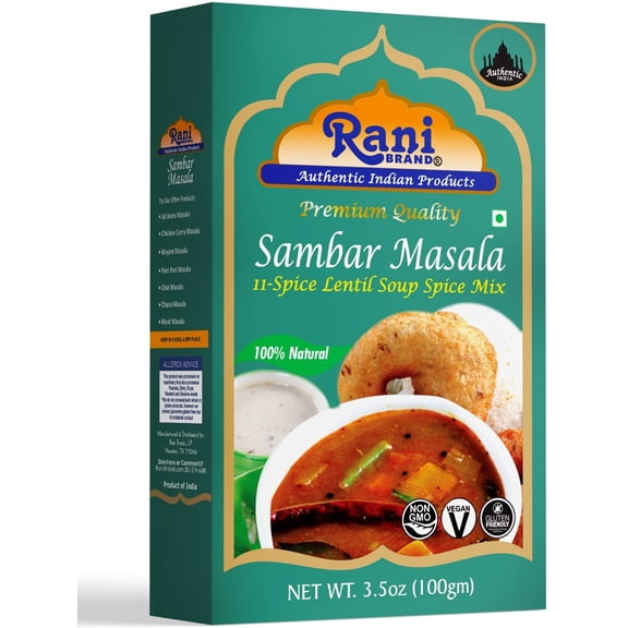 Rani Sambar Masala (Lentil Soup Spice Blend) 3.5oz (100g) ~ All Natural | Vegan | No Colors | Gluten Friendly | NON-GMO | Indian Origin