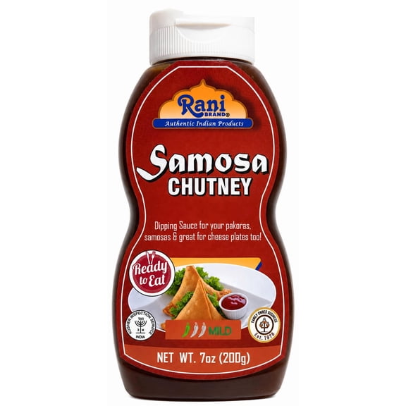 Rani Samosa Chutney (Sweet, Sour & Spicy Dipping Sauce) 7oz (200g) Glass Jar, Ready to eat, Vegan ~ Gluten Free | NON-GMO | Kosher | No Colors | Indian Origin