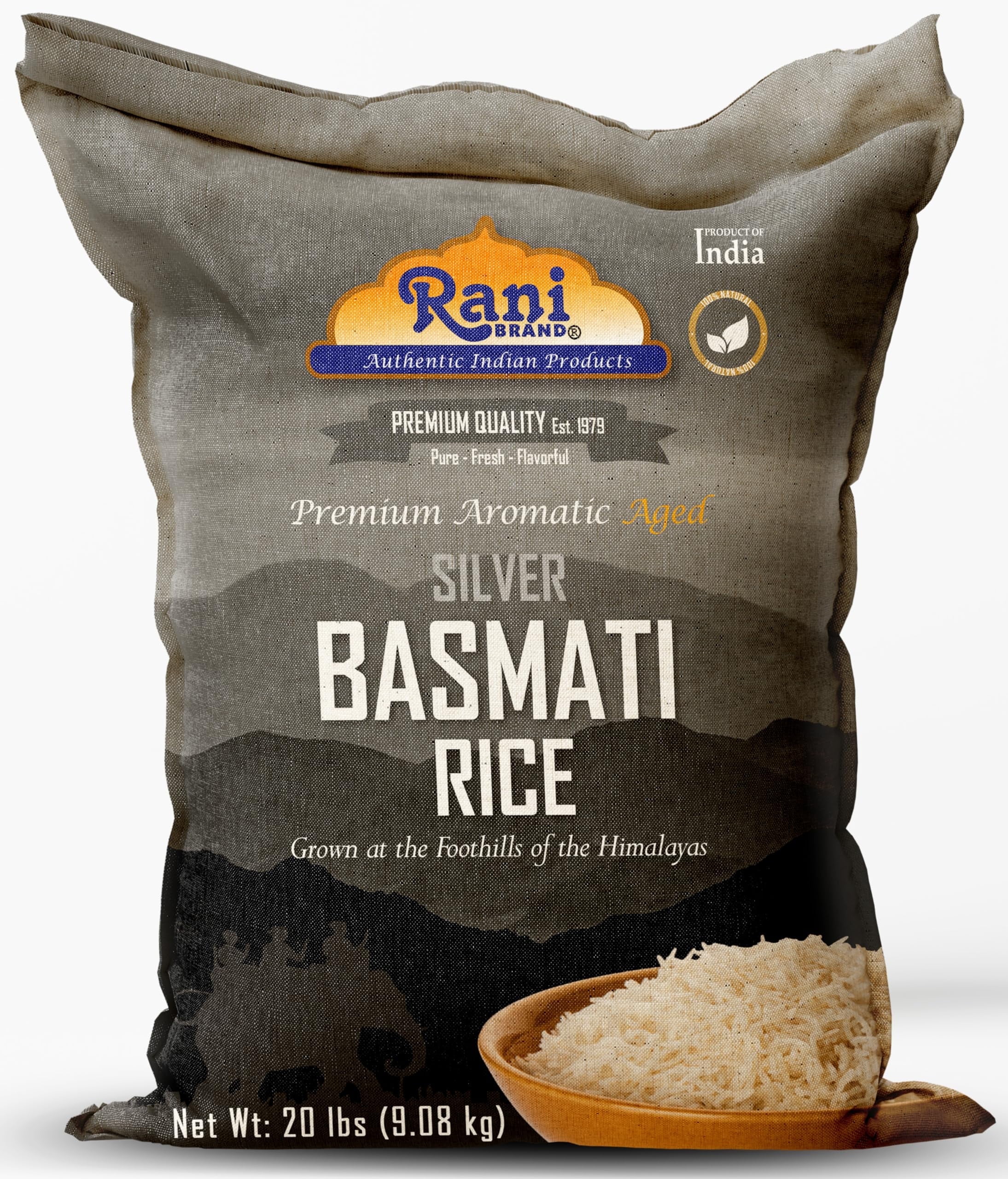 Rani Silver White Basmati Rice Extra Long Aged 20-Pound Bag, 320oz ...