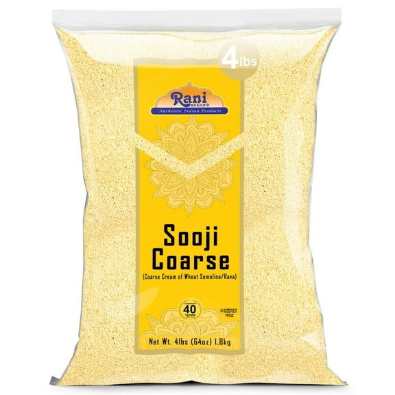 Rani Sooji Coarse (Farina, Suji, Rava, Rawa, Wheat Semolina) Flour 64oz (4lbs) 1.81kg Bulk ~ All Natural | Vegan | NON-GMO | Kosher | Indian Origin