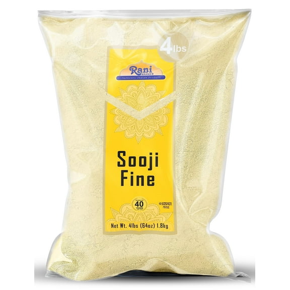 Rani Sooji Fine (Farina, Suji, Rava, Wheat) Flour, 64oz (4lbs) 1.81kg ~ All Natural | Vegan | NON-GMO | Kosher | Indian Origin