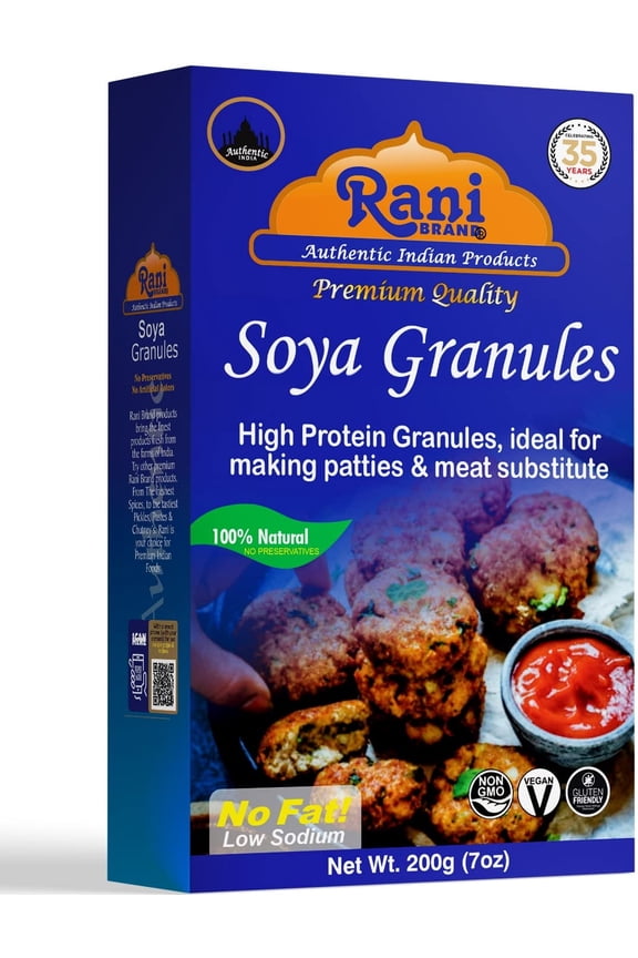 Rani Soya Granules (High Protien) 7oz (200g) ~ All Natural, Salt-Free | Vegan | No Colors | Gluten Friendly | NON-GMO | Indian Origin | Meat Alternate Substitute