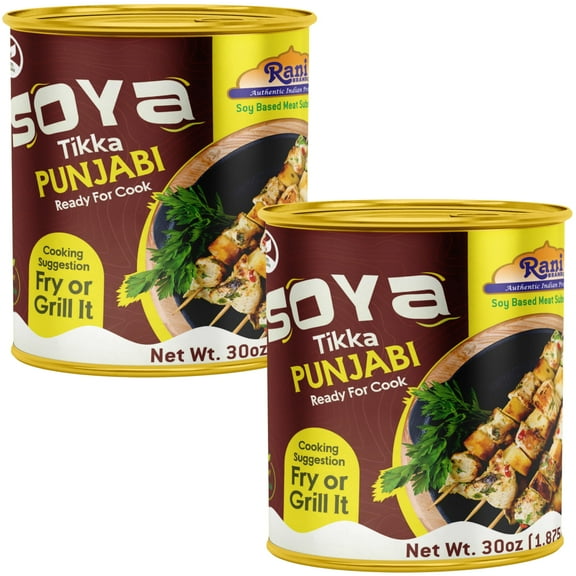 Rani Soya Tikka Punjabi 30oz (1.875lbs) 850g, Pack of 2, Ready for Cook ~ Easy Open Lid | All Natural | Vegan | No Colors | NON-GMO | Kosher | Indian Origin | Soy Based Meat Substitute