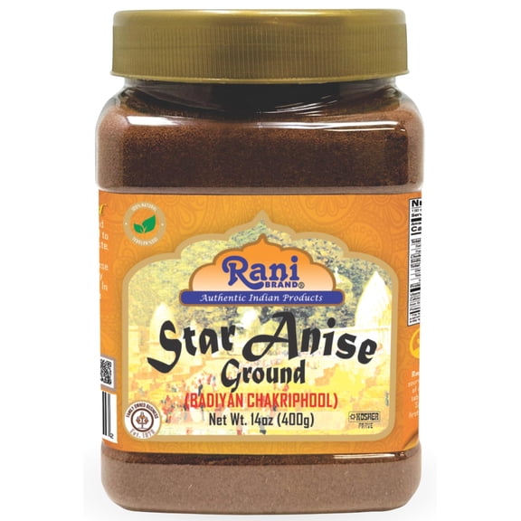 Rani Star Anise Powder (Badian Khatai) Ground Spice 14oz (400g) PET Jar ~ All Natural | Gluten Friendly | NON-GMO | Vegan | Indian Origin