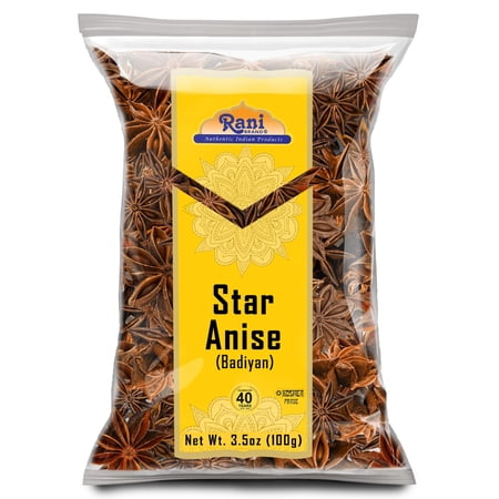 Rani Star Anise Seeds, Whole Pods (Badian Khatai) Spice 3.5oz (100g) ~ All Natural | Gluten Friendly | NON-GMO | Kosher | Vegan | Whole Chinese Anise Star Pods Sun Dried Spice, Anis Estrella / Illici