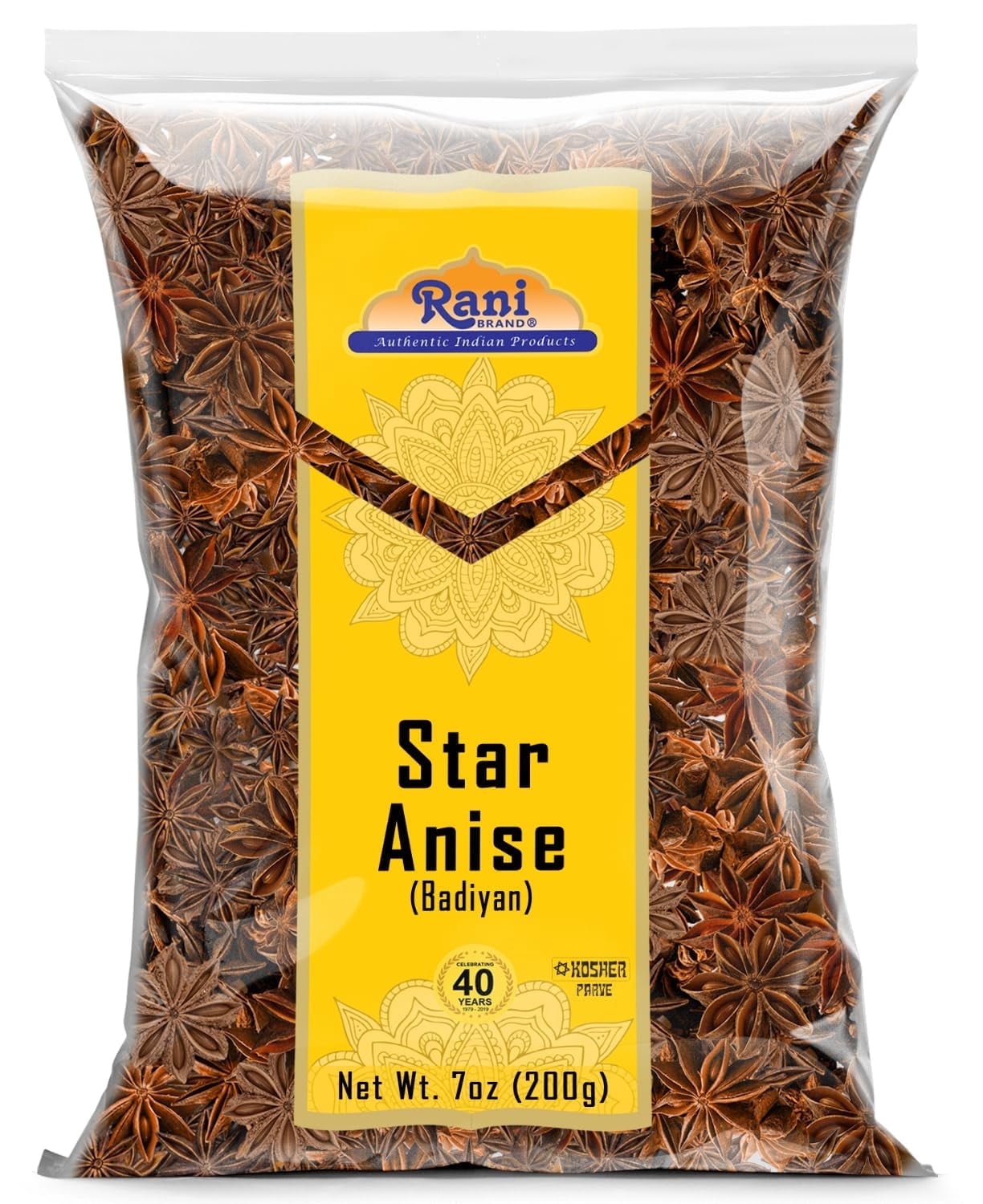 Rani Star Anise Seeds, Whole Pods (Badian Khatai) Spice 7oz (200g) ~ All Natural | Gluten Friendly | NON-GMO | Kosher | Vegan | Whole Chinese Anise Star Pods Sun Dried Spice, Anis Estrella / Illicium