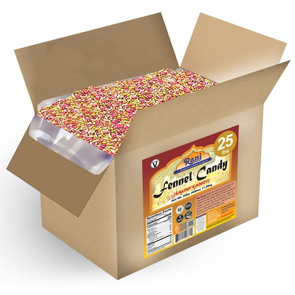 Rani Sugar Coated Fennel Candy 25lbs (11.36kg) 400 Ounce ~ Bulk Box ~ Indian After Meal Digestive Treat | Vegan | Gluten Friendly | NON-GMO | Indian Origin