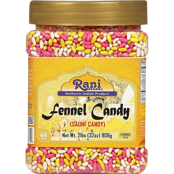 Rani Sugar Coated Fennel Candy 2lbs (32oz) 908g Bulk, PET Jar ~ Indian After Meal Digestive Treat | Vegan | Gluten Friendly | NON-GMO | Kosher | Indian Origin