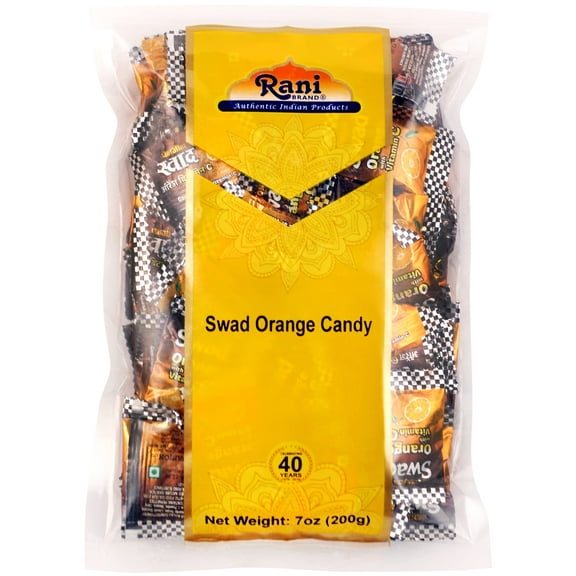 Rani Swad Orange Candy 7oz (200g) Individually Wrapped ~ Indian Tasty Treats | Vegan | Gluten Friendly | NON-GMO | Indian Origin