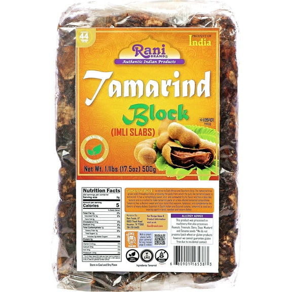 Rani Tamarind Block (Imli Slab) 17.5oz (1.1lbs) 500g ~ All Natural | No added sugar | Vegan | Gluten Friendly | NON-GMO | Kosher | Indian Origin