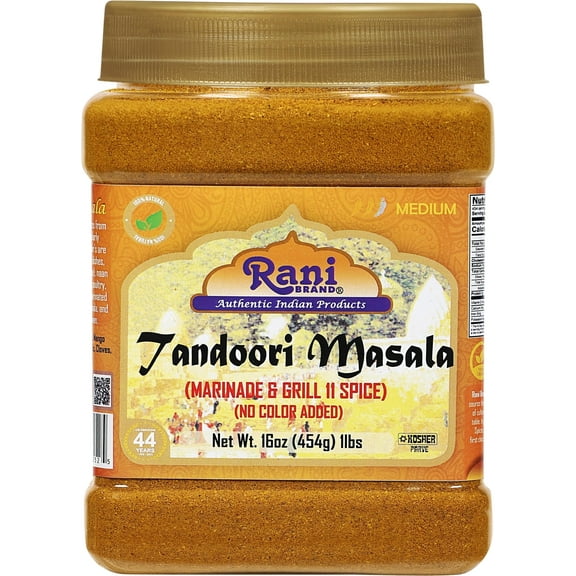 Rani Tandoori Masala (Natural, No Colors Added) Indian 11-Spice Blend 16oz (1lb) 454g PET Jar ~ Salt Free | Vegan | Gluten Friendly | NON-GMO | Kosher | Indian Origin