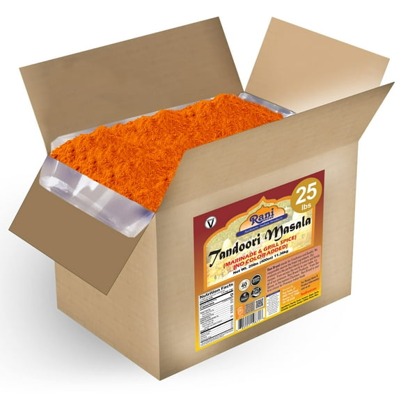 Rani Tandoori Masala (Natural, No Colors Added) Indian 11-Spice Blend 400oz (25lbs) 11.36kg Bulk Box ~ Salt Free | Vegan | Gluten Friendly | NON-GMO | Indian Origin