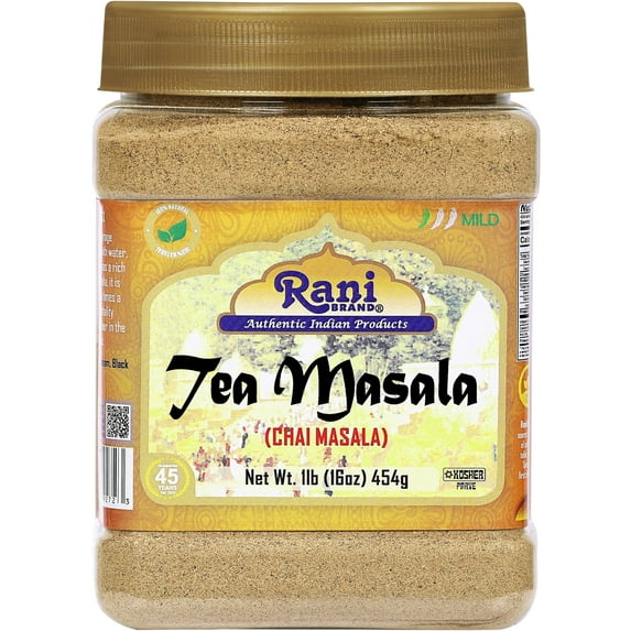 Rani Tea (Chai) Masala 16oz (1lb) 454g Bulk PET Jar ~ All Natural | Vegan | Gluten Friendly | Salt & Sugar Free | NON-GMO | Kosher | No Colors | Indian Origin