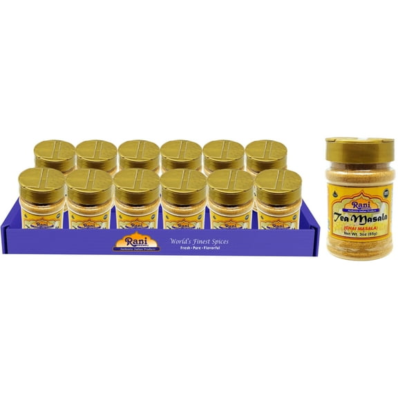 Rani Tea (Chai) Masala Indian Spice Blend 3oz (85g) PET Jar, Pack of 12 ~ All Natural | Vegan | Gluten Friendly | Salt & Sugar Free | NON-GMO | No Colors | Indian Origin