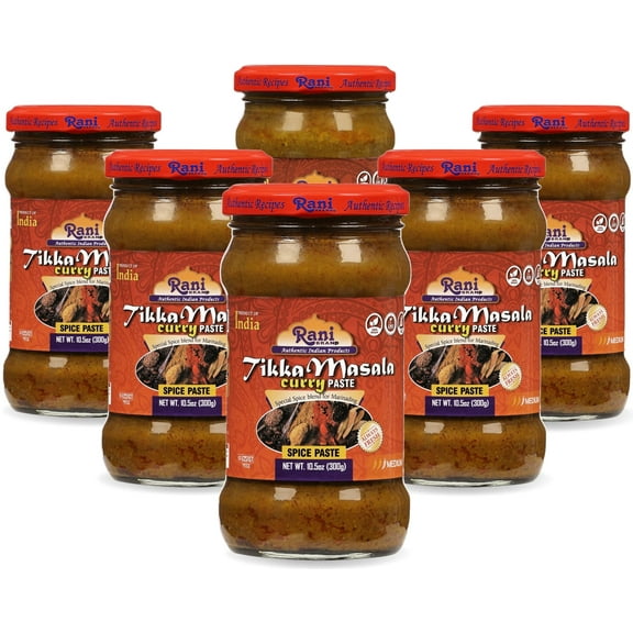 Rani Tikka Masala Cooking Spice Paste 10.5oz (300g) Glass Jar, Pack of 5+1 FREE ~ No Colors | All Natural | NON-GMO | Kosher | Vegan | Gluten Free | Indian Origin