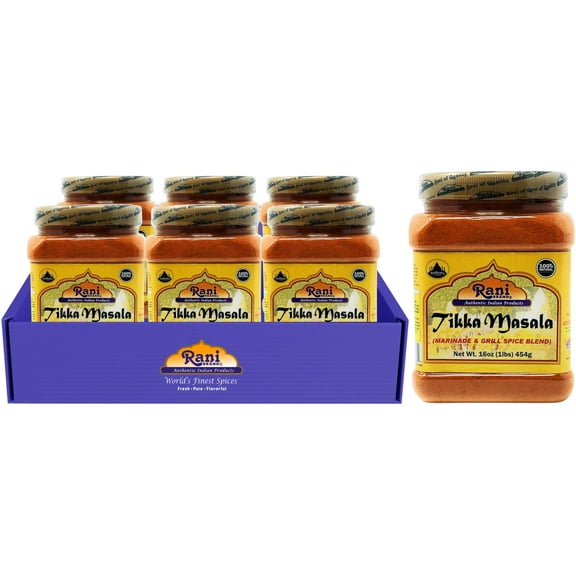 Rani Tikka Masala Indian 7-Spice Blend 16oz (1lb) 454g PET Jar, Pack of 6 ~ All Natural | Salt-Free | Vegan | No Colors | Gluten Friendly | NON-GMO | Indian Origin