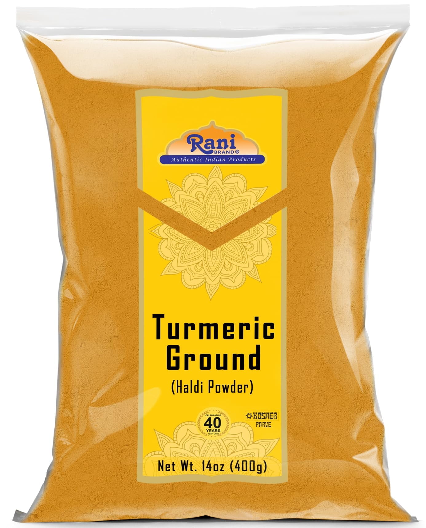 Rani Turmeric (Haldi) Root Powder Spice, (High Curcumin Content) 14oz (400gm) ~ All Natural | 100% Pure, Salt Free | Vegan | Gluten Friendly | NON-GMO | Kosher | Indian Origin