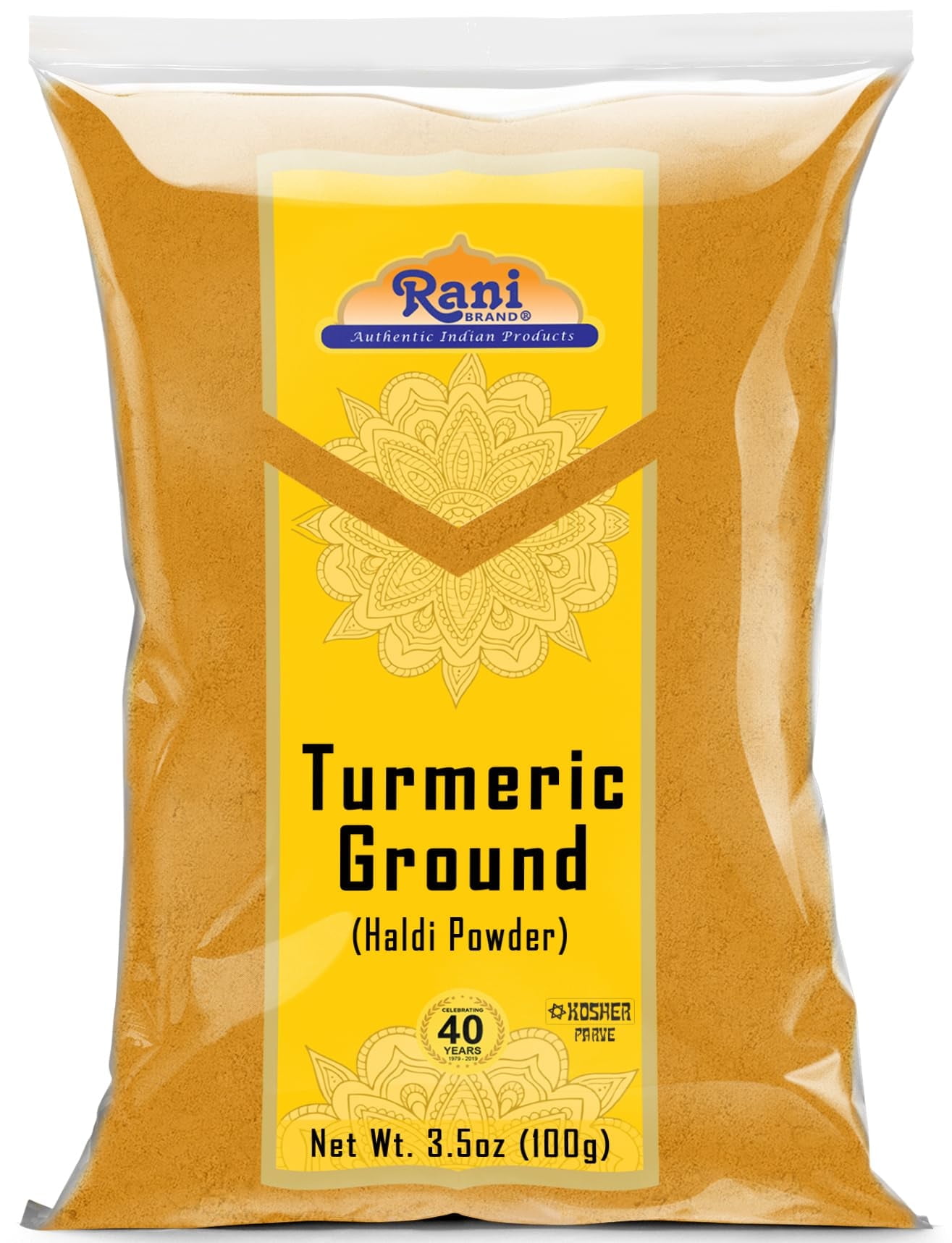 Rani Turmeric (Haldi) Root Powder Spice, (High Curcumin Content) 3.5oz (100g) ~ All Natural | 100% Pure, Salt Free | Vegan | Gluten Friendly | NON-GMO | Kosher | Indian Origin