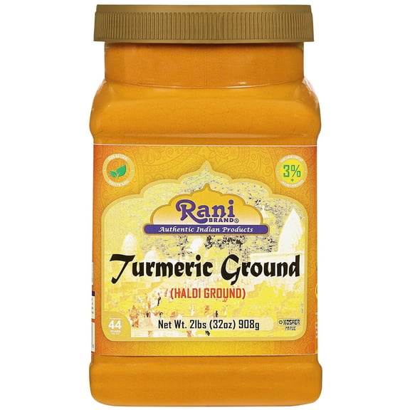 Rani Turmeric (Haldi) Root Powder Spice, (High Curcumin Content) 32oz (2lbs) 908g Bulk PET Jar ~ All Natural | 100% Pure, Salt Free | Vegan | Gluten Friendly | NON-GMO | Kosher | Indian Origin