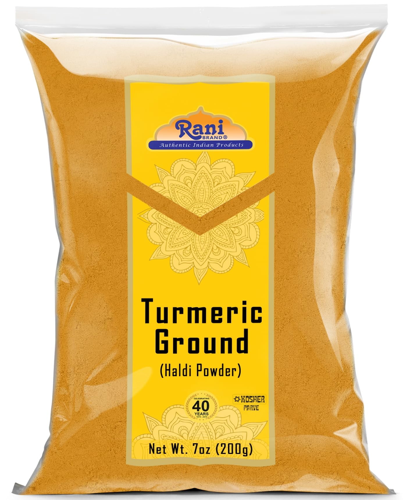 Rani Turmeric (Haldi) Root Powder Spice, (High Curcumin Content) 7oz (200g) ~ All Natural | 100% Pure, Salt Free | Vegan | Gluten Friendly | NON-GMO | Kosher | Indian Origin