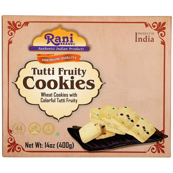 Rani Tutti Fruity Cookies (Wheat Cookies with Colorful Tutti Fruity) 14oz (400g) ~ All Natural | Vegan | Non-GMO | Indian Origin