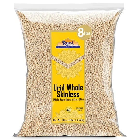 Rani Urid/Urad Gota White (Matpe Beans Skinless) Indian Lentils 128oz (8lbs) 3.63kg Bulk ~ All Natural | Gluten Friendly | NON-GMO | Kosher | Vegan | Indian Origin