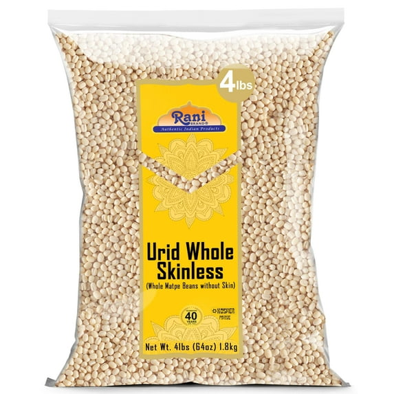 Rani Urid/Urad Gota White (Matpe Beans Skinless) Indian Lentils 64oz (4lbs) 1.81kg Bulk ~ All Natural | Gluten Friendly | NON-GMO | Kosher | Vegan | Indian Origin